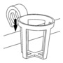 Plastic universal glass holder for snap-in mounting on pulpits and handrails